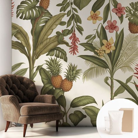 Tapete Vliestapete mit Kleber - Wanddekoration Wohnzimmer - Tapete Schlafzimmer Exotische Natur 250x250 cm (1/5)