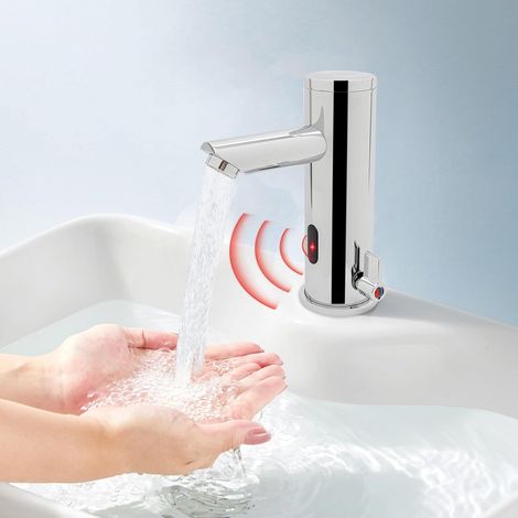 Rubinetto a infrarossi con sensore ad induzione, rubinetto automatico del lavabo a induzione, caldo e freddo doppio uso rubinetto da bagno per scuole alberghi centri commerciali e altre aree pubbliche