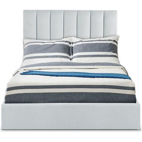 Lit Coffre Songe + Sommier Velours Argent 140cm (1/4)
