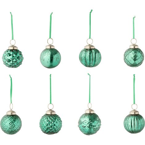 Lot de 40 Boules de Noël "8 Motifs" 6cm Vert (1/2)