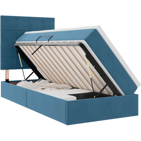 Maison Exclusive - Letto con contenitore LED e materasso Blu Scuro 90 x 190 cm