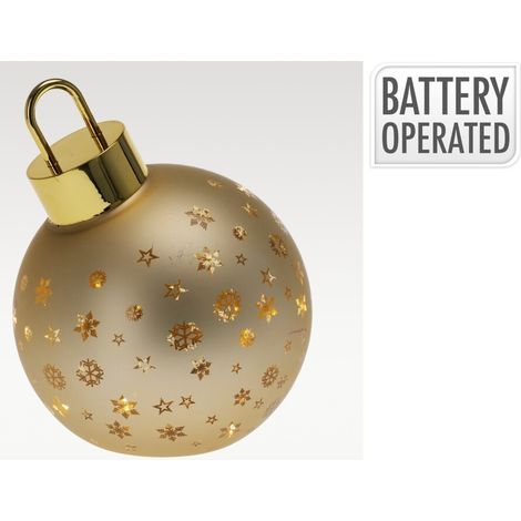 Sfera per albero di Natale in vetro color oro con luce led Ø 15 cm (1/3)