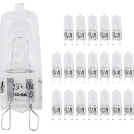 Packung mit 20 G9-Halogenlampen, 40 W, klar, dimmbar, 2800 K (1/5)