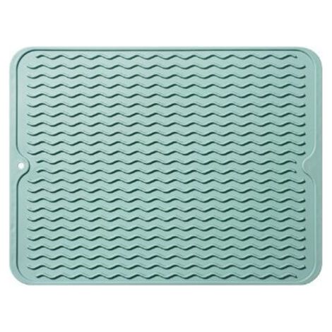 QORVA-Vert Tapis de Séchage en Silicone, Grand Tapis égouttoir Isolation Thermique Antidérapant et Lsolation Thermique Tapis de Séchage Vaiss pour Séchage des Couverts et Assiettes(40cmx30cm) (1/4)