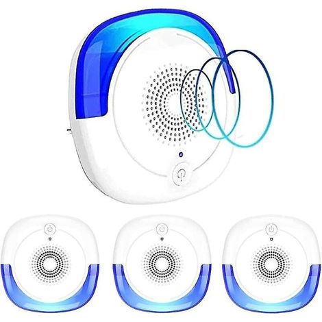 Set mit 4 Ultraschall-Insektenabwehrgeräten für den Innenbereich, vertreibt Mücken, Kakerlaken, Fliegen und Mäuse, 100 % sicher und ungiftig (1/5)