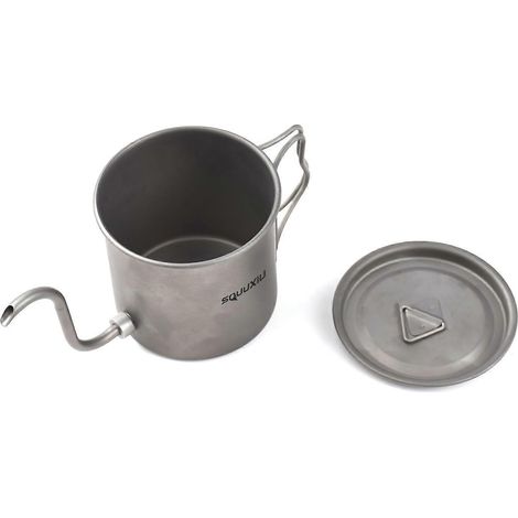 Bouilloire de 400 ml avec col de cygne, poignée pliable et couvercle (1/4)