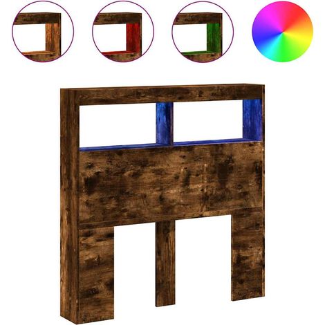 Maison Exclusive - Cabecero de cama con luz LED roble ahumado 100