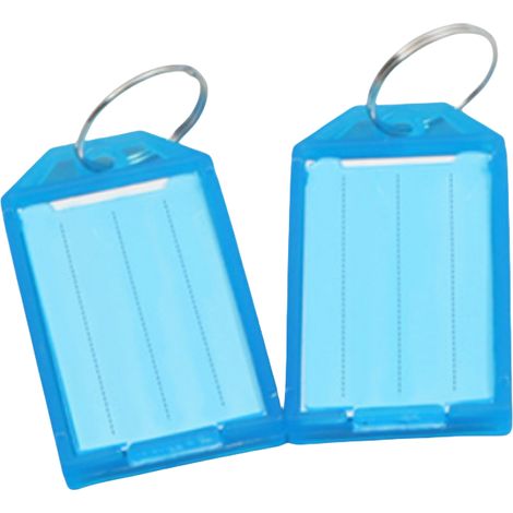 Étiquettes porte-clés transparentes à rabat (paquet de 50) Bleu (1/2)