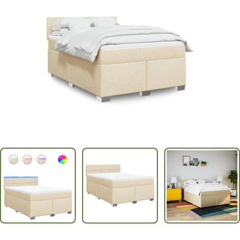 Matelas à ressorts ensachés - Sommier à lattes de lit avec matelas Crème 160x200 cm Tissu (1/5)