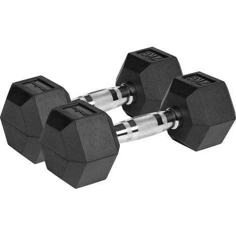 Manubri in ghisa rivestiti in gomma HEX 2x7kg Set esagonale Rebel 14kg solidi (1/4)