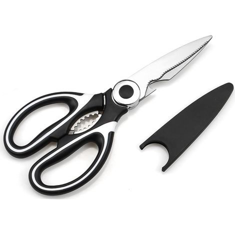 Ciseaux Cuisine, Ciseaux Cuisine Robustes, Professionnel Acier Inoxydable Ciseaux,Multiusage Ciseaux avec Couvercle(Blanc) (1/5)