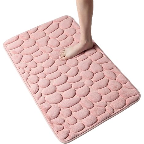 Tapis De Bain - Mousse À Mémoire De Forme - Antidérapant SBR - Absorbant Rapide - Lavable En Machine - 40 X 60 Cm - Rose (1/5)