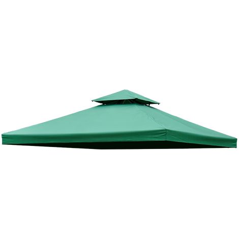 Homcom – Toit de remplacement pour tonnelle 3x3 m – Toile polyester 180 g/m² – Imperméable vert foncé – Pour pavillons en métal