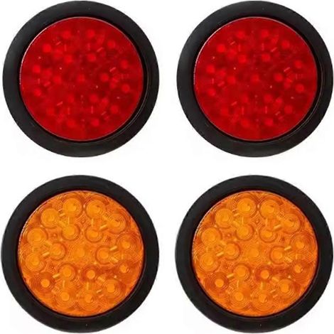 Lot de 4 feux de gabarit latéraux ronds à LED pour camion, étanches, 12 V, avec œillets et câble d'alimentation. (1/5)