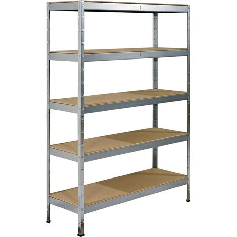 SCHULTE Regalwelt Rayonnage pour charges lourdes XL avec 5 étagères en bois, capacité de charge par niveau 150 kg, 180x130x45 cm (HxLxP), galvanisé, rayonnage de stockage, rayonnage de cave, rayonnage