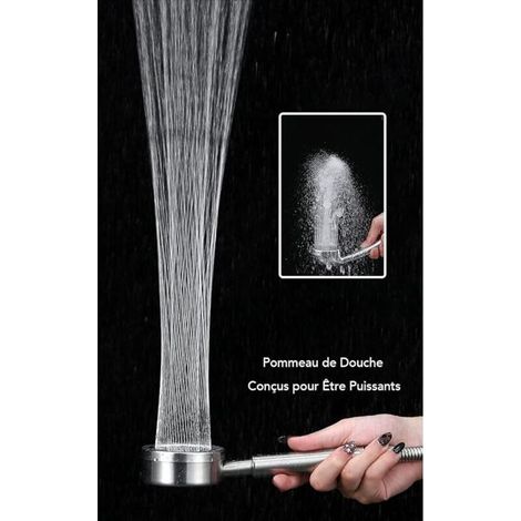 Pommeau Douche Haute Pression en Acier Inoxydable 304 - Douchette Douche Salle de Bain Economie d'Eau Installation Facile - Méthode de Jet en Forme de Taille (1/3)