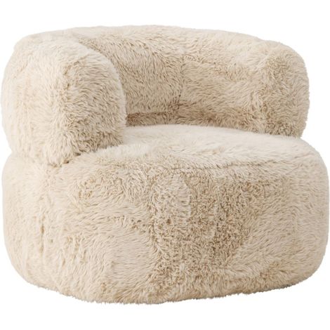 Fauteuil Design Effet Fourrure "Gert" 87cm Blanc (1/5)
