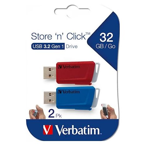 Clé USB VERBATIM Click, 32 Go, Pack de 2 (1/5)