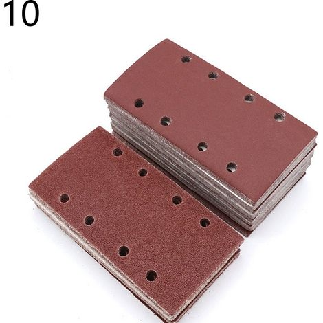 ZHIJIA PREMIUM lot de 10 papiers de verre rectangulaires floqués grain 120 fin 8 trous feuille abrasive autocollante 185x95 mm (1/4)