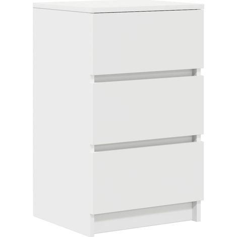 Maison Exclusive - Mesilla de noche con 3 cajones blanca 39x35x65