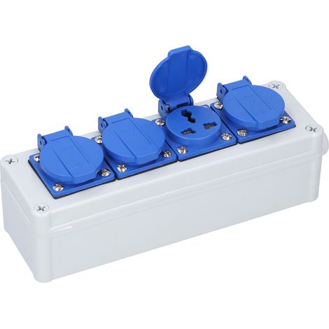 Boîtier de prise extérieur étanche avec interrupteur, protection contre la pluie, prises électriques à 4 positions (1/5)