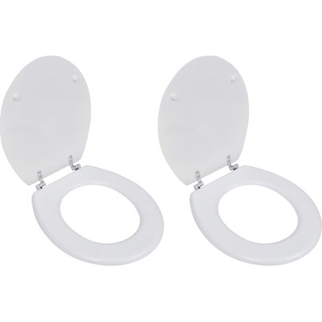 Toilet Seats with Lids 2 pcs MDF White vidaXL (1/5)