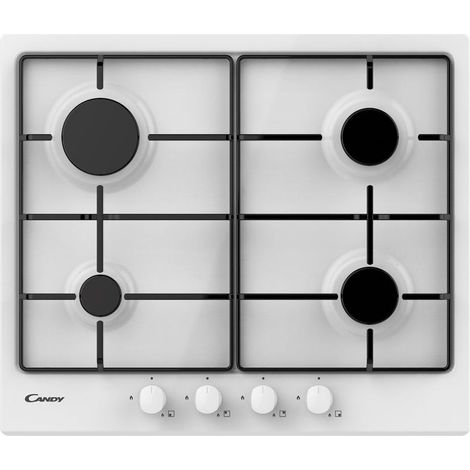Candy Idea CHW6BRWW Placa de cocina empotrada a gas de 59 cm y 4 fuegos, color blanco