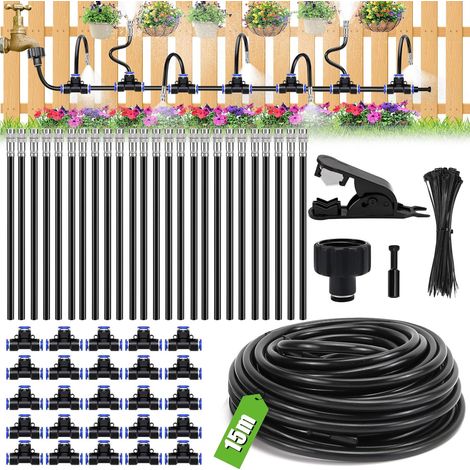 Drip Watering System Outdoor Watering 15 m Irrigation Garden Irrigation 360° Adjustable Flow Flexible Hose Easy Installation for Greenhouse, Balcony, Patio, Vegetable Garden and Potted Plants (1/5)