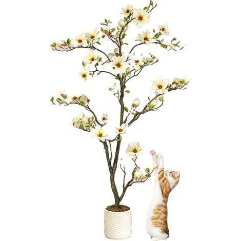 Albero di magnolia artificiale, Altezza: 1,20 m, Dimensioni da aperto: 120 × 85 × 85 cm, Peso: 5,18 kg, Materiale: PE, Uso interno (1/3)