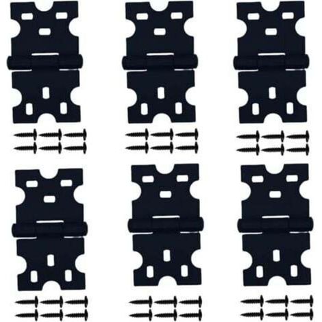 Charnières d’armoire noires – Lot de 6 pièces en acier résistant, idéales pour petites portes, tiroirs et fenêtres – Fixation avec vis incluse (1/5)