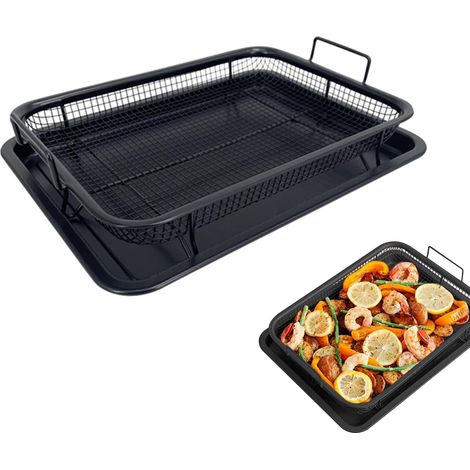 Grille de barbecue allégée pour four - 33,5 x 22 cm - Panier en acier inoxydable pour barbecue, lavage et égouttage de melons, fruits et légumes (1/5)