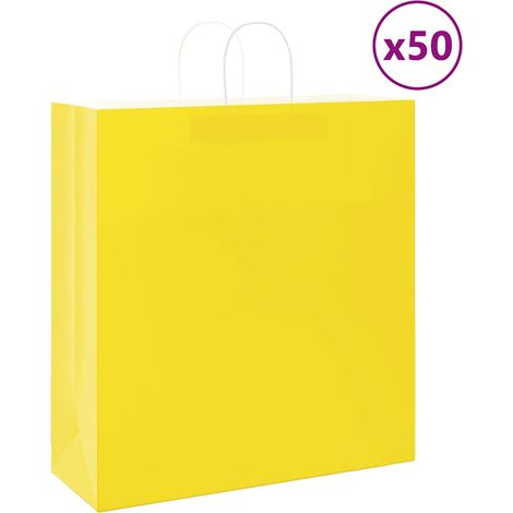 Paper Bags 50 pcs with Handles Yellow 45x17x48 cm vidaXL (1/5)