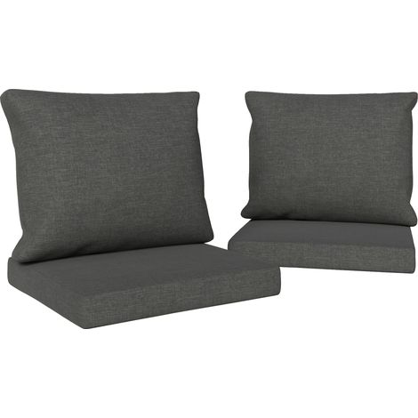 Set di 4 cuscini per mobili da giardino: 2 cuscini per la seduta (56x52x7 cm) e 2 cuscini per lo schienale (56x45x17 cm), grigio scuro.