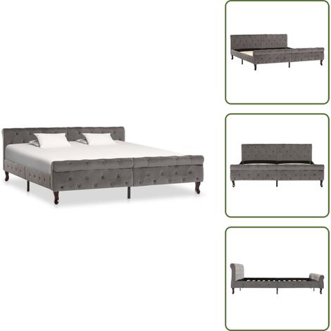 Bettgestell Grau Samt 180 x 200 cm - Betten - Bettgestell - Samtbettwäsche - Boxspringbett - Doppelbett (1/5)