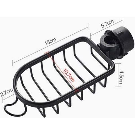 2x Duschablage aus Edelstahl, kein Bohren erforderlich, Schwarz, Teleskop-Badezimmerregal aus Edelstahl, Duschablage, Seifenhalter, Duschstange, Duschablage für Shampoo, DOLASO (1/3)