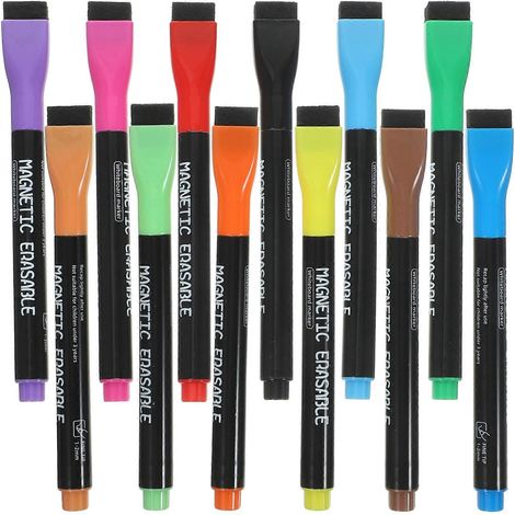 Lot de 12 marqueurs pour tableau blanc effaçables à sec et réutilisables-Colorful (1/3)