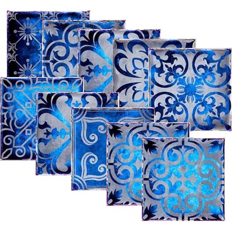 10pcs Stickers Carreaux Muraux Auto-Adhésif Autocollant Carreau Autocollant Fond D'Écran pour Cuisine Salon Salle De Bains Décor À La Maison 20x20cm (1/5)