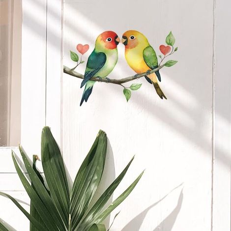 Set di 2 adesivi murali con motivo di uccelli per porta, muro, finestra, porta in vetro, camera da letto, soggiorno, cameretta dei bambini, cucina, ufficio, decorazione (2 uccelli) (1/5)