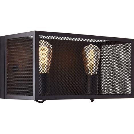 Brilliant lamp Applique Maze à 2 lampes métal corindon noir/bambou noir 2x A60, E27, 40 W (1/5)