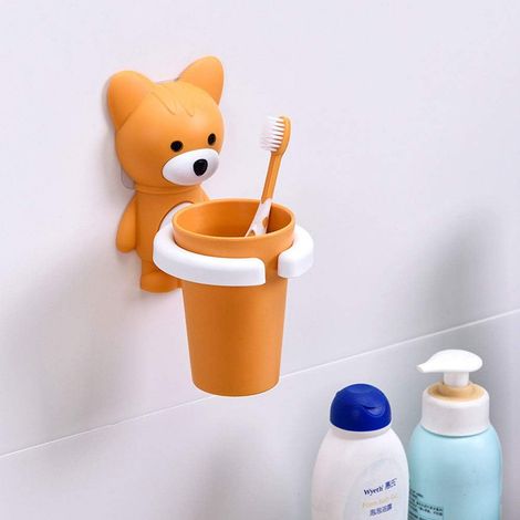 Ubrand Support de brosse à dents pour enfants - Motif renard - Avec ventouse - À suspendre au mur - Pour salle de bain - Ustensiles de dentifrice (1/5)