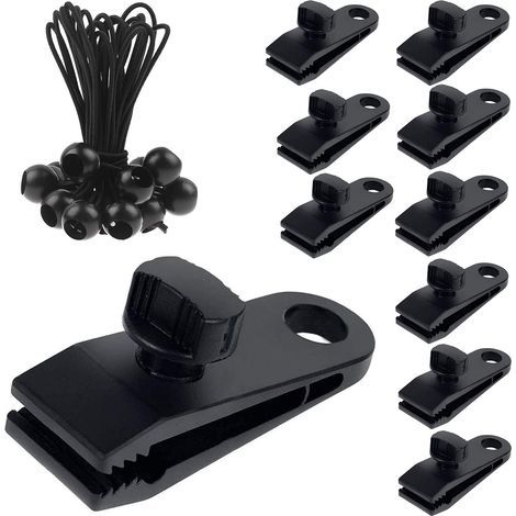 Poolplanenbefestigungen, Zeltclips, Zeltbefestigungsklammern, 10 Stück mit 10 Planenspannern für Planen, Markisen, Campingabdeckungen, Autoabdeckungen (20) (1/5)