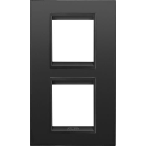 PLAQUE LUX 2+2P V MÉTAL NOIR GEWISS GW16224XM