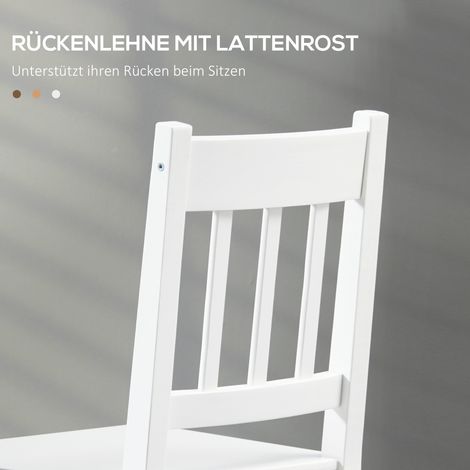 Lot de 4 chaises de salle à manger en bois massif, 41 x 46,5 x 85,5 cm, blanc (1/4)