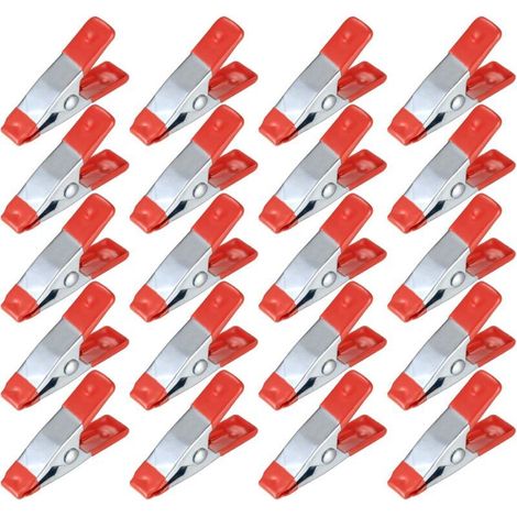 20 Pièces Pinces à Ressort Métal,Modélisme Pince à épiler,Ressort Métallique Pinces avec Revêtement en Caoutchouc,Pinces à Linge Grip Holder pour Bâche,Travail Bois,Outil de Modélisation-2 Pouces (1/4)