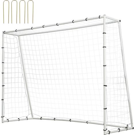 Entraîneur de rebond de football, équipement d'entraînement de football en fer de 2,4 x 1,8 m, mur de rebond de football sportif avec filet de rebond double face et but, parfait pour la pratique (1/5)