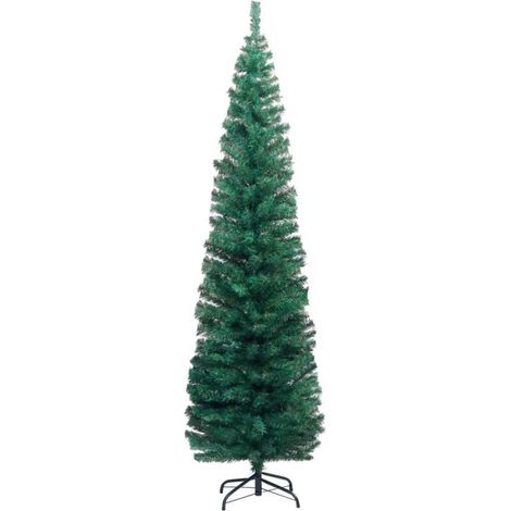 Albero di Natale Artificiale Sottile Supporto Verde 210 cm PVC