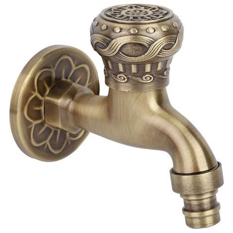 Robinet de cuisine antique en laiton durable, finition bronze, poignée métal, raccord G1/2 pour évier. (1/5)