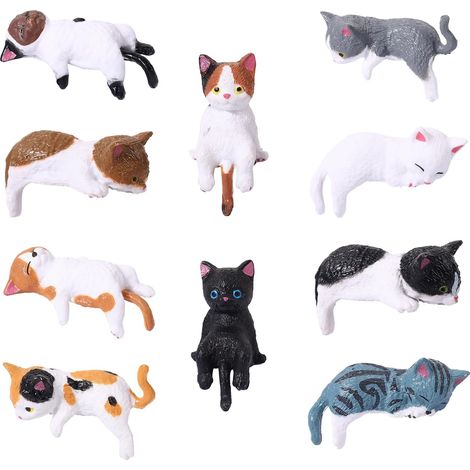 Figurines De Chats Ornement Voiture Mignon en Résine Style Dessin Animé 5 Figurines pour Ornement Rétroviseur Décoration Femmes Véhicule SUV Tableau Bord Bureau Étagère Salon Chambre Bureau