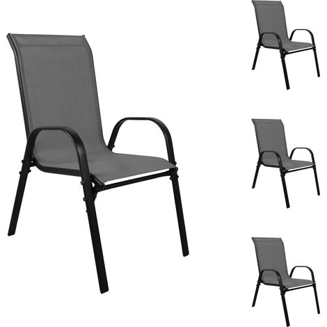 4 Stk. Stapelsessel Metall schwarz - Textilen Anthrazit -DMC330888-4 (1/2)