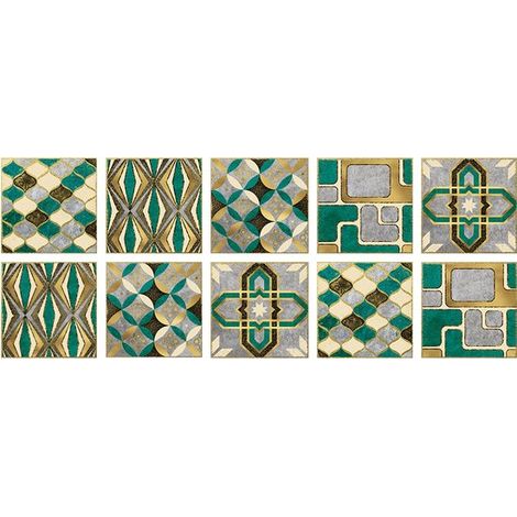 Juego de 10 pegatinas autoadhesivas para azulejos 20 x 20 cm, pegatinas azulejos PVC impermeables, papel tapiz decorativo pared resistente aceite (1/5)